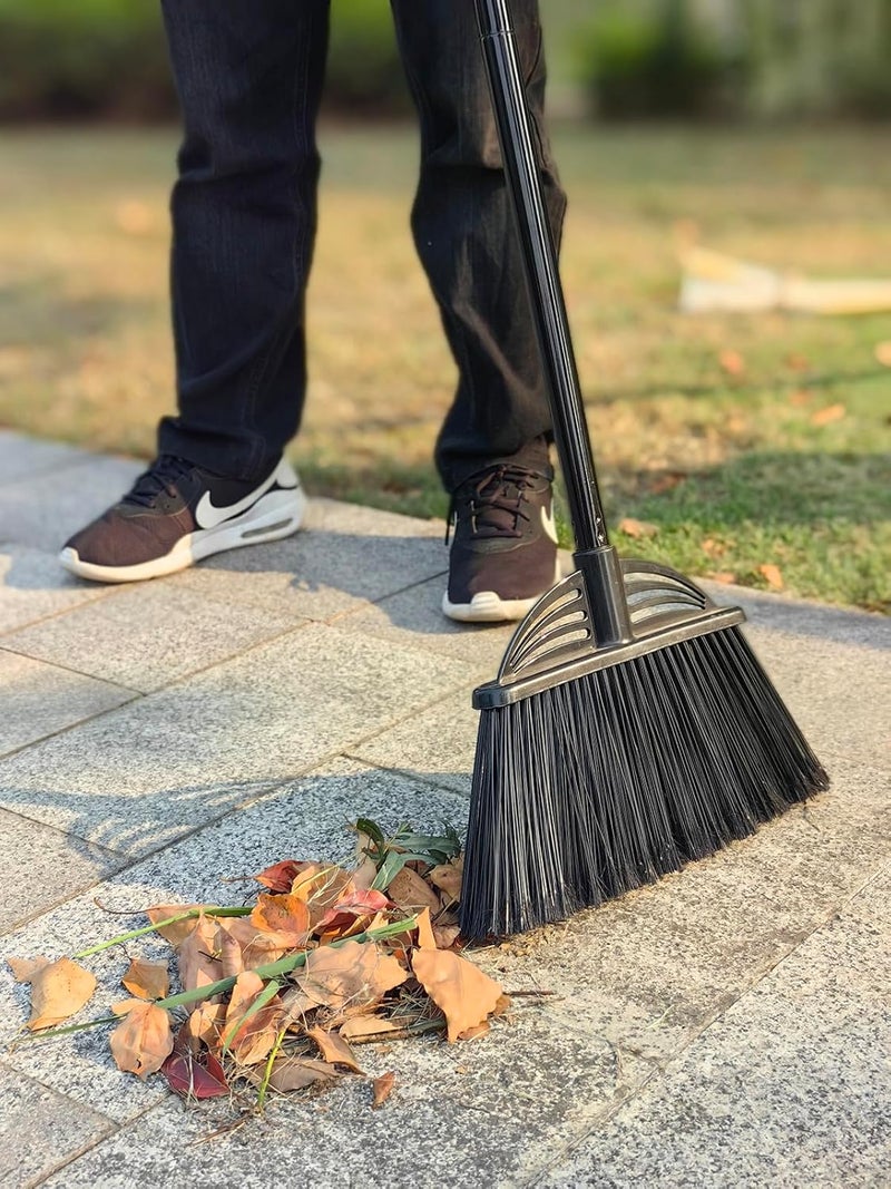 Xifando Four-Section Rod Long-Handled Broom,Heavy-Duty Broom, Angle Broom for Outdoor/Indoor（Black+Blue） - Image 1